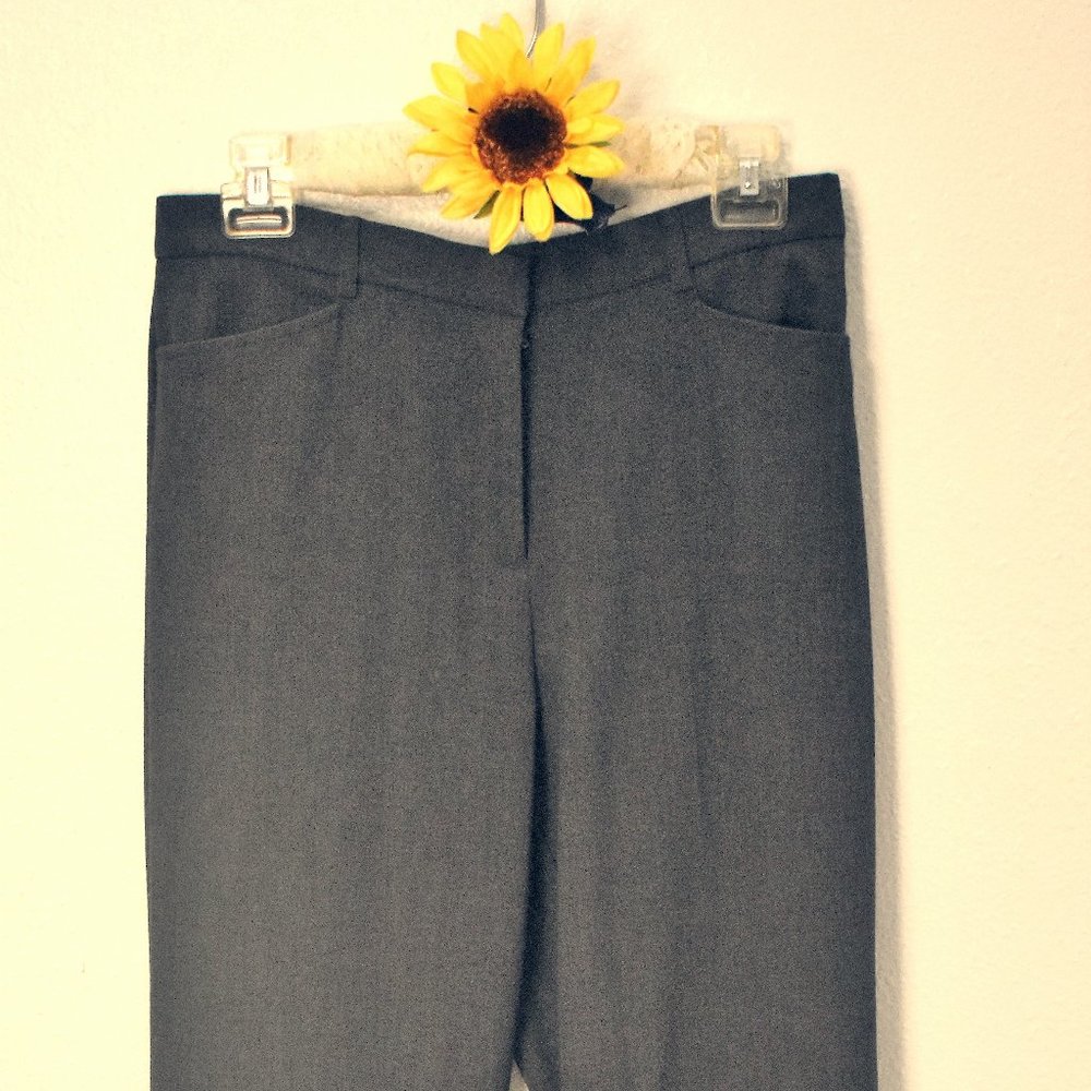 Grey business slacks.